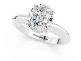 White gold Oval Cut Moissanite Solitaire Engagement Ring with Round Band and Four-Prong Setting_1