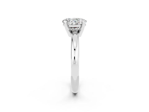 White gold Oval Cut Moissanite Solitaire Engagement Ring with Round Band and Four-Prong Setting_2