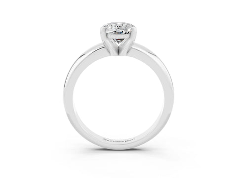 White gold Oval Cut Moissanite Solitaire Engagement Ring with Round Band and Four-Prong Setting_3