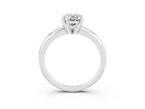 White gold Oval Cut Moissanite Solitaire Engagement Ring with Round Band and Four-Prong Setting_3