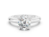 White gold Oval Cut Moissanite Solitaire Engagement Ring with Round Band and Four-Prong Setting