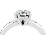 White gold Oval Cut Moissanite Solitaire Engagement Ring with Round Band and Four-Prong Setting_4