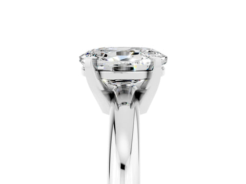 White gold Oval Cut Moissanite Solitaire Engagement Ring with Round Band and Four-Prong Setting_5