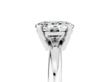 White gold Oval Cut Moissanite Solitaire Engagement Ring with Round Band and Four-Prong Setting_5