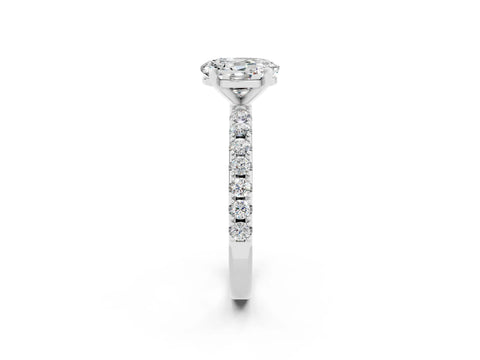 White gold Oval Cut Moissanite Solitaire Pavé Band with Four-Prong Setting_2