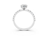 White gold Oval Cut Moissanite Solitaire Pavé Band with Four-Prong Setting_3