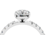 White gold Oval Cut Moissanite Solitaire Pavé Band with Four-Prong Setting_4