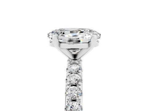White gold Oval Cut Moissanite Solitaire Pavé Band with Four-Prong Setting_5