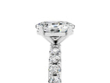 White gold Oval Cut Moissanite Solitaire Pavé Band with Four-Prong Setting_5