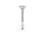 White gold Oval Cut Moissanite Solitaire Pavé Engagement Ring with Round Band and Prong Setting_14