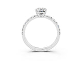 White gold Oval Cut Moissanite Solitaire Pavé Engagement Ring with Round Band and Prong Setting_15