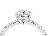 White gold Oval Cut Moissanite Solitaire Pavé Engagement Ring with Round Band and Prong Setting_16