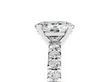 White gold Oval Cut Moissanite Solitaire Pavé Engagement Ring with Round Band and Prong Setting_17