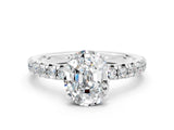 White gold Oval Cut Moissanite Solitaire Pavé Engagement Ring with Round Band and Prong Setting_72