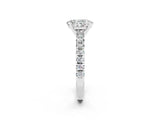 White gold Oval Cut Moissanite Solitaire Pavé Engagement Ring with Round Band and Prong Setting_74