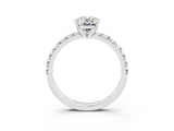 White gold Oval Cut Moissanite Solitaire Pavé Engagement Ring with Round Band and Prong Setting_75