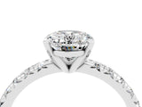 White gold Oval Cut Moissanite Solitaire Pavé Engagement Ring with Round Band and Prong Setting_76