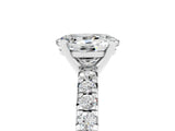 White gold Oval Cut Moissanite Solitaire Pavé Engagement Ring with Round Band and Prong Setting_77