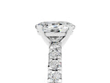 White gold Oval Cut Moissanite Solitaire Pavé Engagement Ring with Round Band and Prong Setting_89