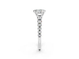 White gold Oval Cut Moissanite Solitaire Ring with Cathedral Setting and Pavé Band_2