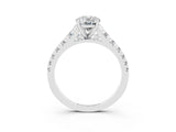 White gold Oval Cut Moissanite Solitaire Ring with Cathedral Setting and Pavé Band_3