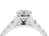 White gold Oval Cut Moissanite Solitaire Ring with Cathedral Setting and Pavé Band_4