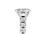 White gold Oval Cut Moissanite Solitaire Ring with Cathedral Setting and Pavé Band_5