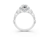 White gold Oval Cut Moissanite Solitaire Ring with Filigree Band and Four-Prong Setting_27
