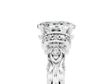 White gold Oval Cut Moissanite Solitaire Ring with Filigree Band and Four-Prong Setting_29