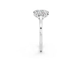 White gold Oval Cut Moissanite Solitaire Ring with Flower Prong Setting and Classic Band_15