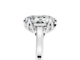 White gold Oval Cut Moissanite Solitaire Ring with Flower Prong Setting and Classic Band_17