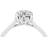White gold Oval Cut Moissanite Solitaire Ring with Flower Prong Setting and Classic Band_17