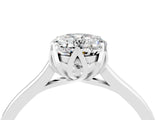 White gold Oval Cut Moissanite Solitaire Ring with Flower Prong Setting and Classic Band_53