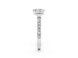 White gold Oval Cut Moissanite Solitaire Ring with Pavé Accents and Four-Prong Setting_2