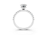 White gold Oval Cut Moissanite Solitaire Ring with Pavé Accents and Four-Prong Setting_3