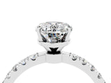 White gold Oval Cut Moissanite Solitaire Ring with Pavé Accents and Four-Prong Setting_4
