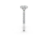 White gold Oval Cut Moissanite Solitaire Ring with Pavé Band and Four-Prong Setting_26