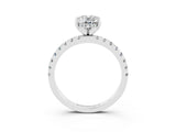 White gold Oval Cut Moissanite Solitaire Ring with Pavé Band and Four-Prong Setting_27