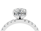 White gold Oval Cut Moissanite Solitaire Ring with Pavé Band and Four-Prong Setting_28