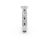 White gold Oval Cut Moissanite Solitaire Ring with Pavé and Channel Set Band_2