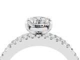 White gold Oval Cut Moissanite Solitaire Ring with Pavé and Channel Set Band_4