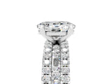 White gold Oval Cut Moissanite Solitaire Ring with Pavé and Channel Set Band_5