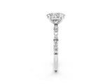 White gold Oval Cut Moissanite Solitaire Ring with Pave Band and Four Prong Setting_26