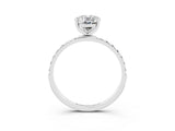 White gold Oval Cut Moissanite Solitaire Ring with Pave Band and Four Prong Setting_27