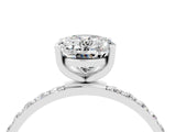 White gold Oval Cut Moissanite Solitaire Ring with Pave Band and Four Prong Setting_28