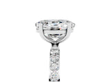 White gold Oval Cut Moissanite Solitaire Ring with Pave Band and Four Prong Setting_29