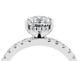 White gold Oval Cut Moissanite Solitaire Ring with Round  Pavé Band and Four-Prong Setting_52