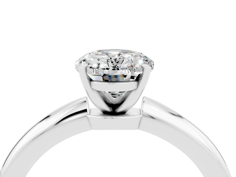 White gold Oval Cut Moissanite Solitaire Ring with Six-Prong Setting and Classic Band_16