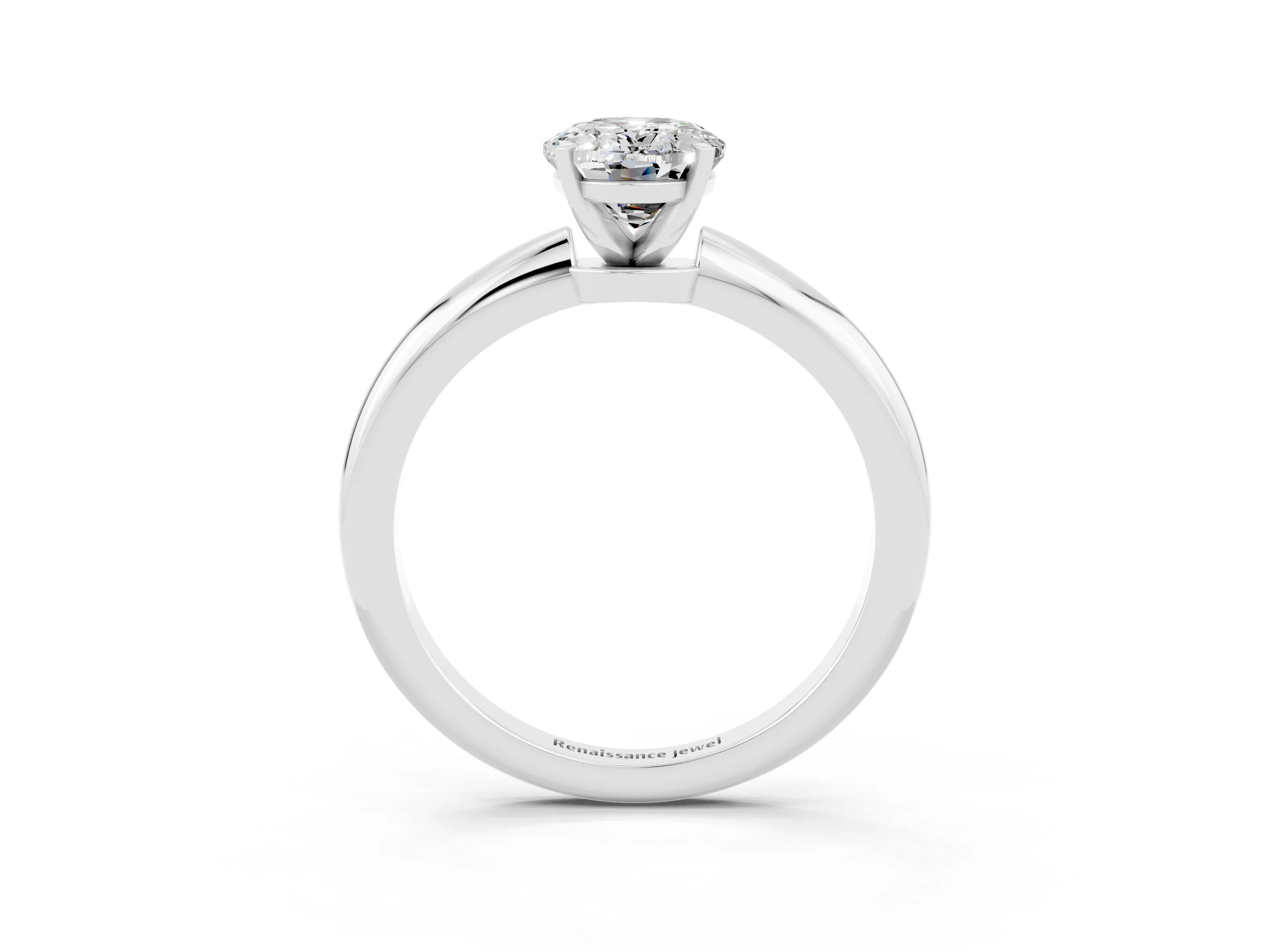 White gold Oval Cut Moissanite Solitaire Ring with Six-Prong Setting and Classic Band_3