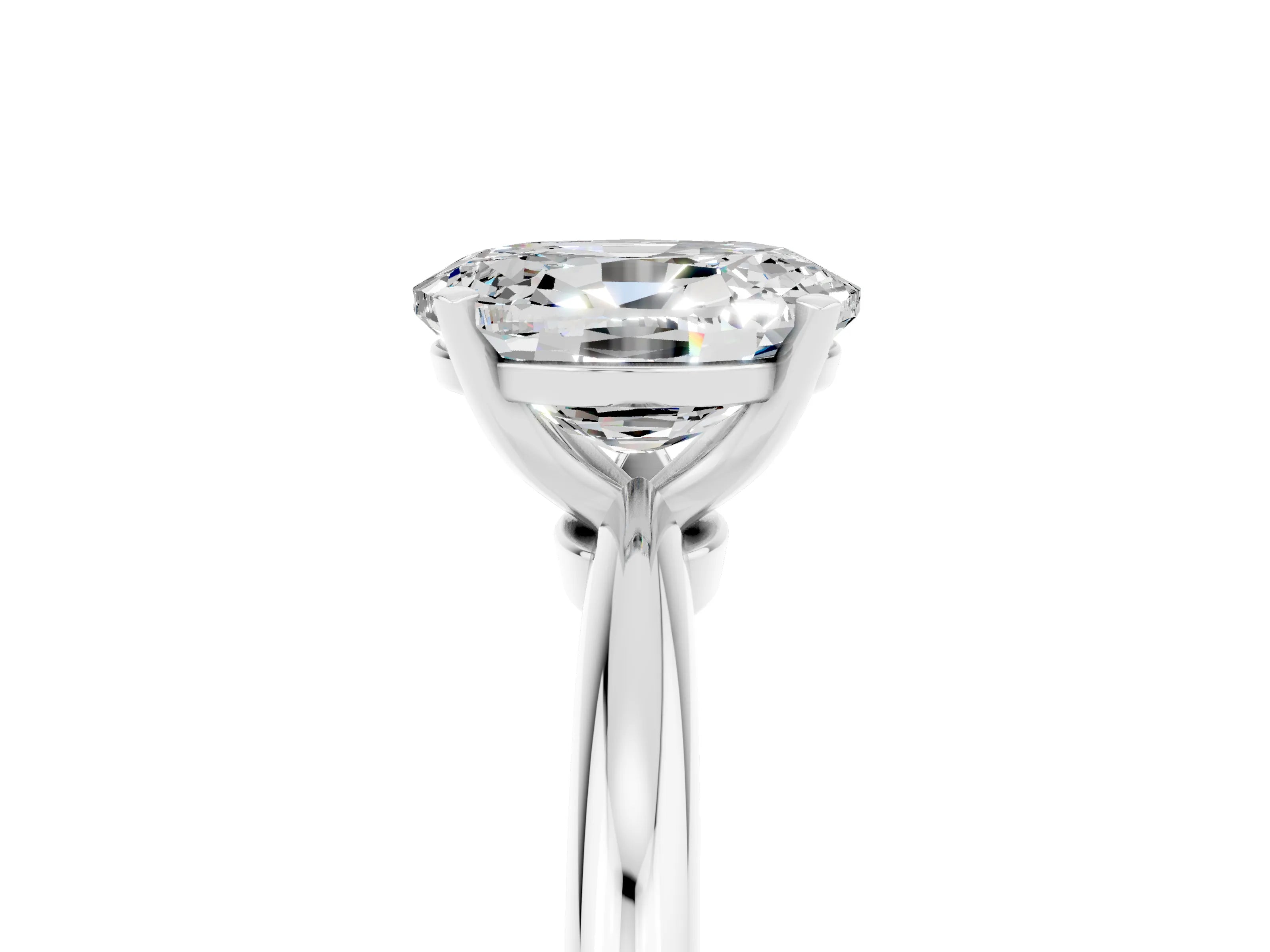 White gold Oval Cut Moissanite Solitaire Ring with Six-Prong Setting and Classic Band_5